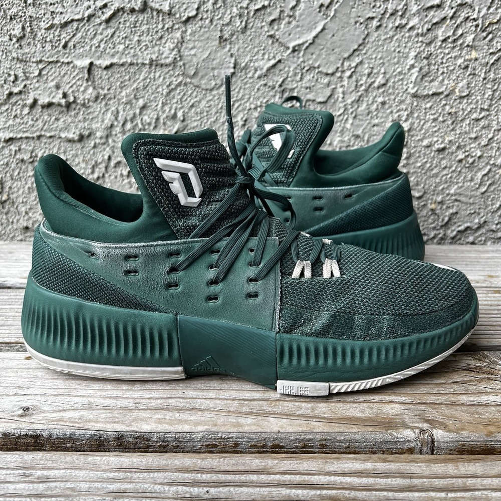 Adidas Shoes Men Size 11.5 Dame 3 BY3194 Green/White Basketball Sneakers
